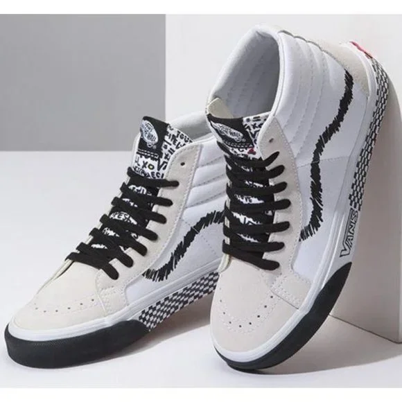 VANS SK8-HI REISSUE DIY Skate Shoes White Black sz 4.5 Mens - Picture 11 of 14